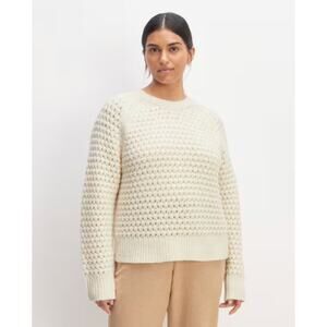 Everlane Womens Cloud Oversized Crew Sweater Small Cream Bone Textured Knit NWOT